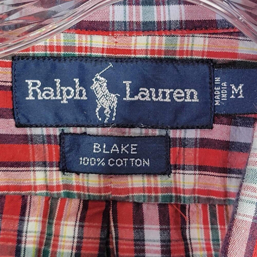 Polo Ralph Lauren Blake Shirt Men's Medium Red Christmas Plaid LS Button Up - Picture 7 of 11